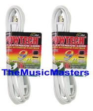 2X Electric 9ft Extension Cord 3 Outlet 2 Prong Electrical AC Power Cable White