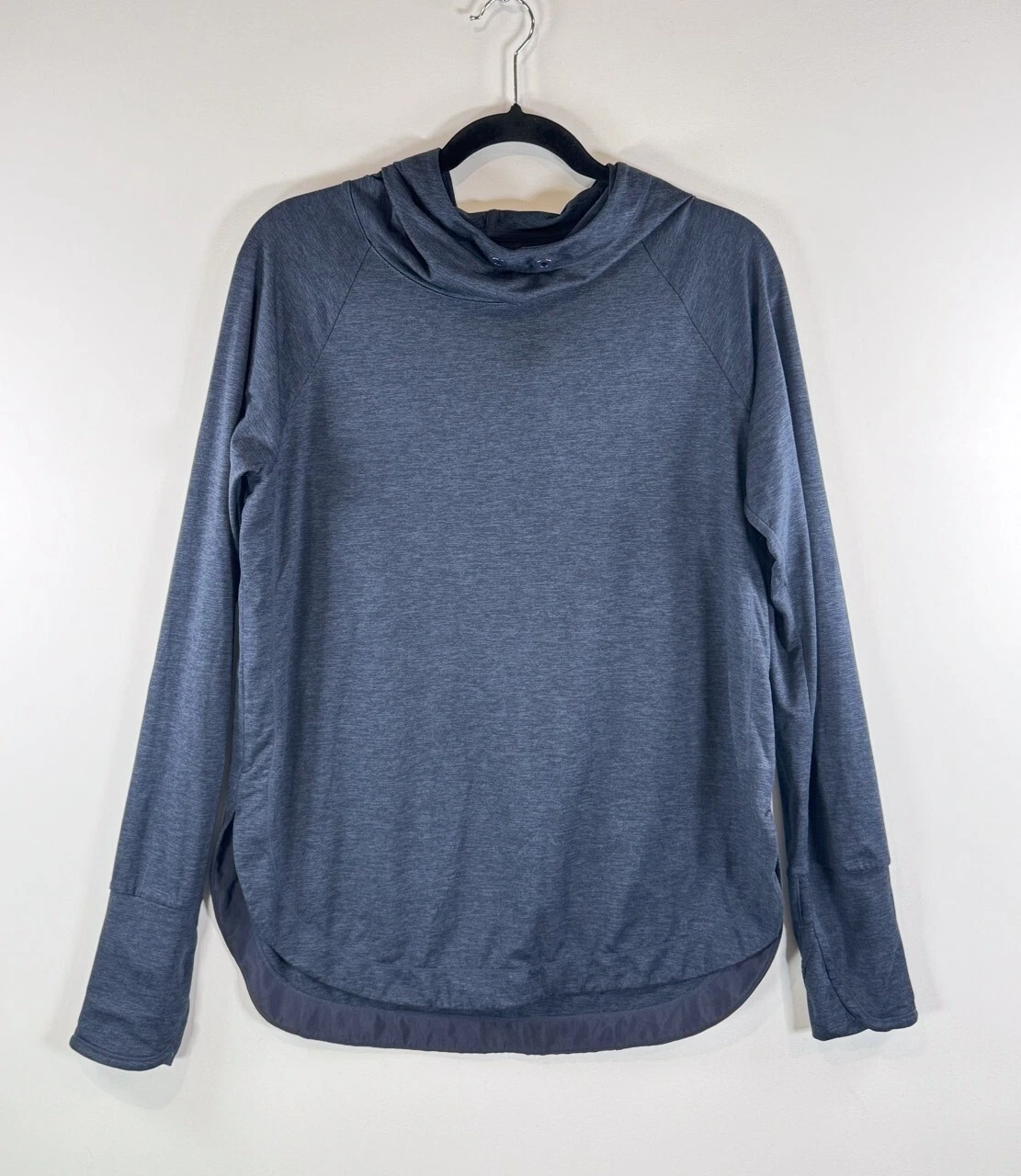 Athleta Womens Hoodie Blue Heather Uptempo Sweatshirt Pullover Stretch M Medium