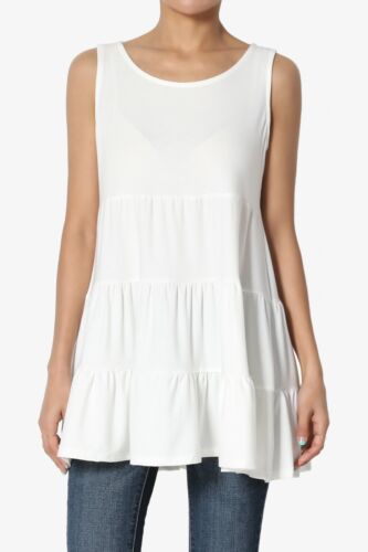 TUNICA babydoll TheMogan S~3X senza maniche a strati con volant carina rilassata - Foto 63 di 116