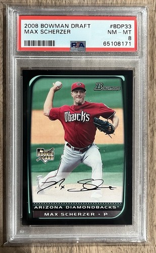 2008 Bowman Draft 🔥MAX SCHERZER RC #BDP33 PSA 8 HOF Tigers Mets