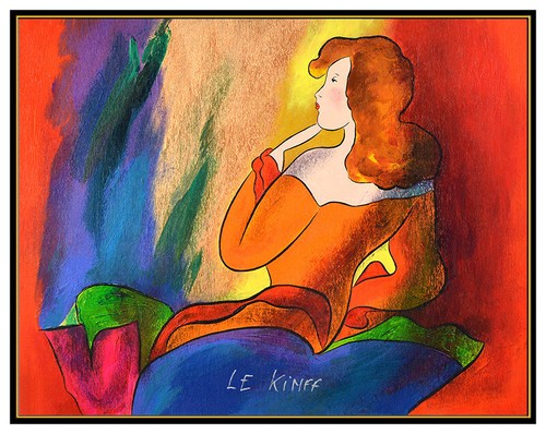 Linda Le Kinff Original Female Portrait Painting On Board Signed Framed Artwork - 第 2/4 張圖片