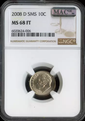 2008 D Roosevelt Dime NGC MS 68 FT SMS Satin MAC QUALITY✔️