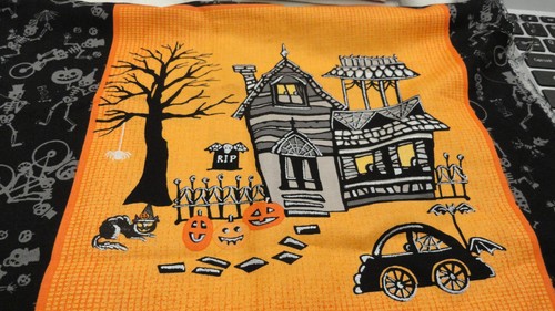 Fabric Panel Halloween "Spooky Town" Jennifer Allen 8 Spooky Squares Craft/Quilt - Picture 7 of 13