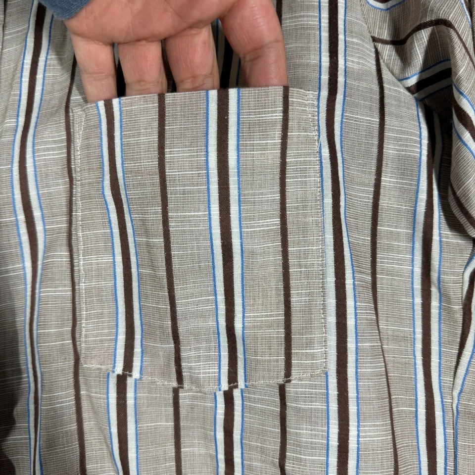 VTG 70s Van Heusen Vanopress V Taper 417 Dagger Collar Shirt Size 16-32 Striped - Image 3 of 4