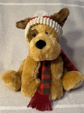 HugFun International Puppy Dog 12”Plush Soft Toy Stuffed Animal Plaid Accents