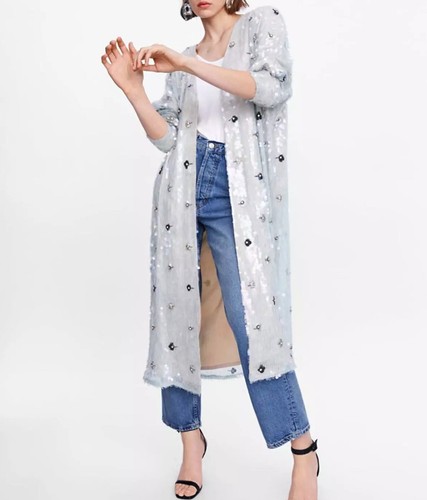 CHAQUETA ABRIGO ZARA 💕 EDICIÓN LIMITADA KIMONO LENTEJUELAS JOYAS IRIDISCENTE Talla S-M - Imagen 7 de 24