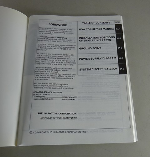 Manual de Taller Suzuki Wagon R Tipo Sr 410 + Sr 412 Stand 1997/98 - Imagen 7 de 10