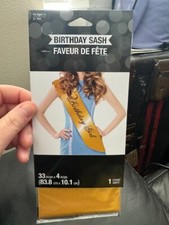 Gold Birthday Satin Sash 33"x4" Party Favor Supply New  