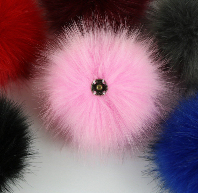 DETACHABLE COLOURED FAUX FUR POM POMS FOR HATS AND CLOTHES UK