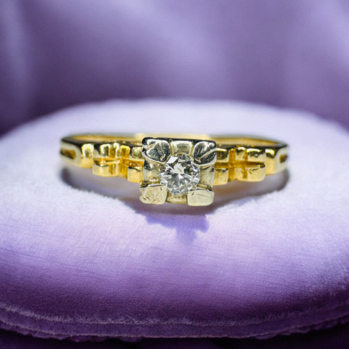 ANTIQUE- 14K Gold- Diamond Ring -Edwardian Solitaire Wedding Ring - Sz 9.5 -1.9g - Picture 7 of 24