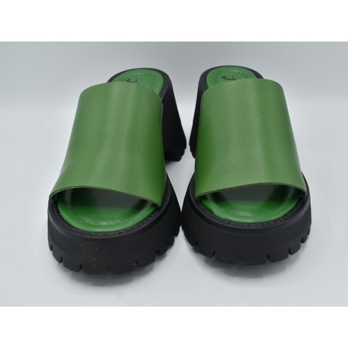 Free People Size EU 40 US 10 Winona Kelly Green Leather Wedge Slip On Sandals - Picture 7 of 12