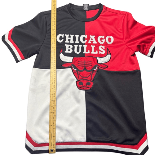 Unk NBA Chicago Bulls Jersey Style Warm Up Shirt Mens Medium Red Black White - Picture 10 of 12