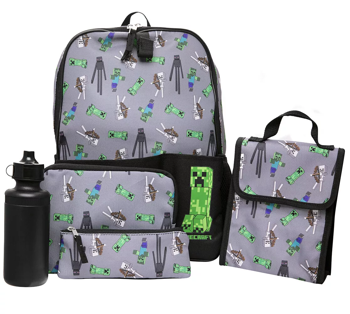 Boys Minecraft Backpack And Lunch Box Set