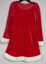 Holiday Time Girls Santa Velour Long Sleeves Dress Brilliant Red Size XS 4-5