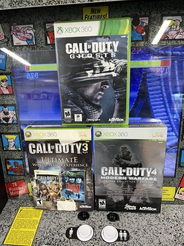 XBOX 360 Call of Duty Lot of 3: Ghosts + CoD 3 Box Set + CoD4 Modern Warfare CE