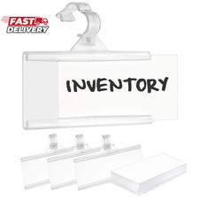 Pack of 100 - Plastic Wire Shelf Label Holder, Sign and Ticket Holder, Easy Clip