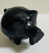 Black On Black Mexican Pottery Mini Pig Figurine Artist Signed
