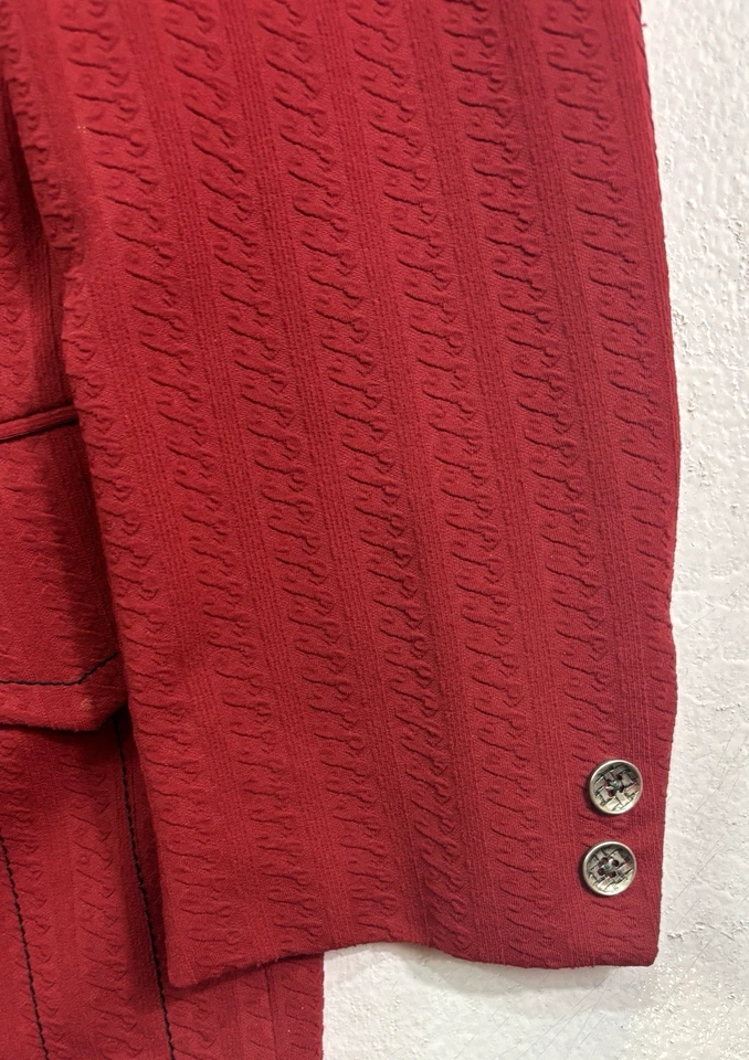 Blazer rojo vintage años 70 42R tejido texturizado disco retro chaqueta traje deportivo abrigo para hombre Foto 2 de 4