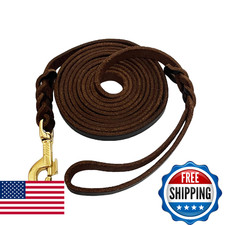 LWBMG Long Leather Dog Leash 30ft, Heavy Duty Pet Leash, Strong Sturdy Genuine L