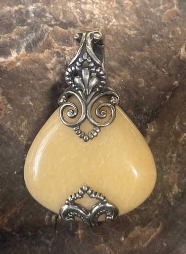 Vintage Carolyn Pollack Sterling Silver Yellow Jasper Teardrop Pendant