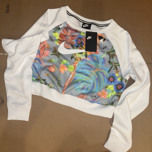 Nike NSW Print Crew Sweatshirt CJ5003-100 white/ Multicolored New Women's Size S - Picture 8 of 11