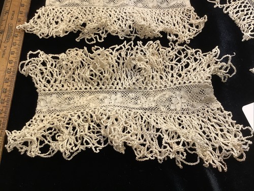 Juego de collar y puños de encaje de aguja fina y ganchillo antiguo de colección 1772🌟 hecho a mano - Imagen 2 de 8