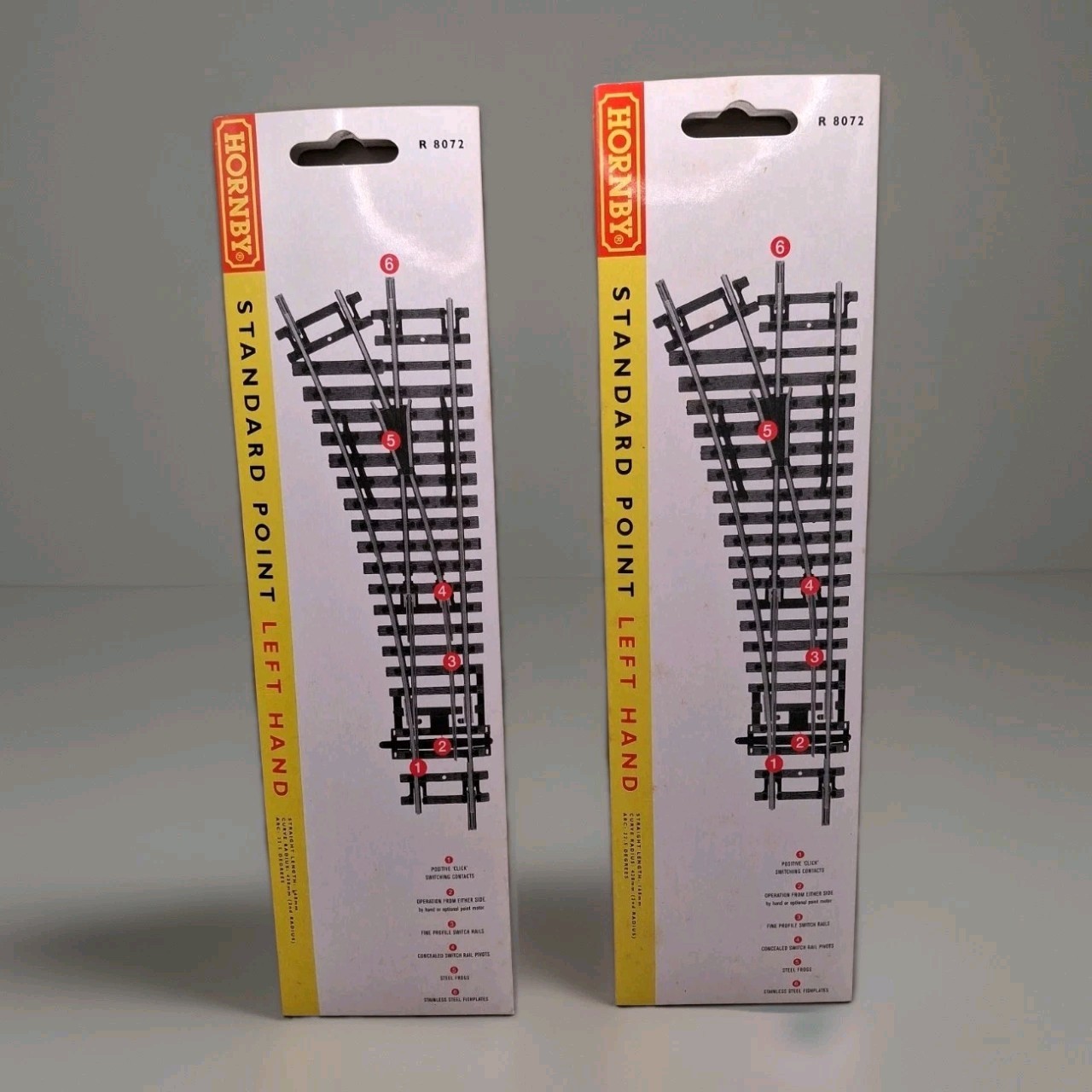 Hornby 2 X R8072 Left Hand Standard Points Curve 438mm Nickel Silver OO Gauge