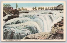 Vintage White Border Postcard The Falls Glens Falls NY by Chas. W. Hughes