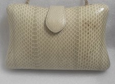 Vintage Python Snake Skin Clutch/Over The Shoulder Purse W/Gold Tone Chain Link