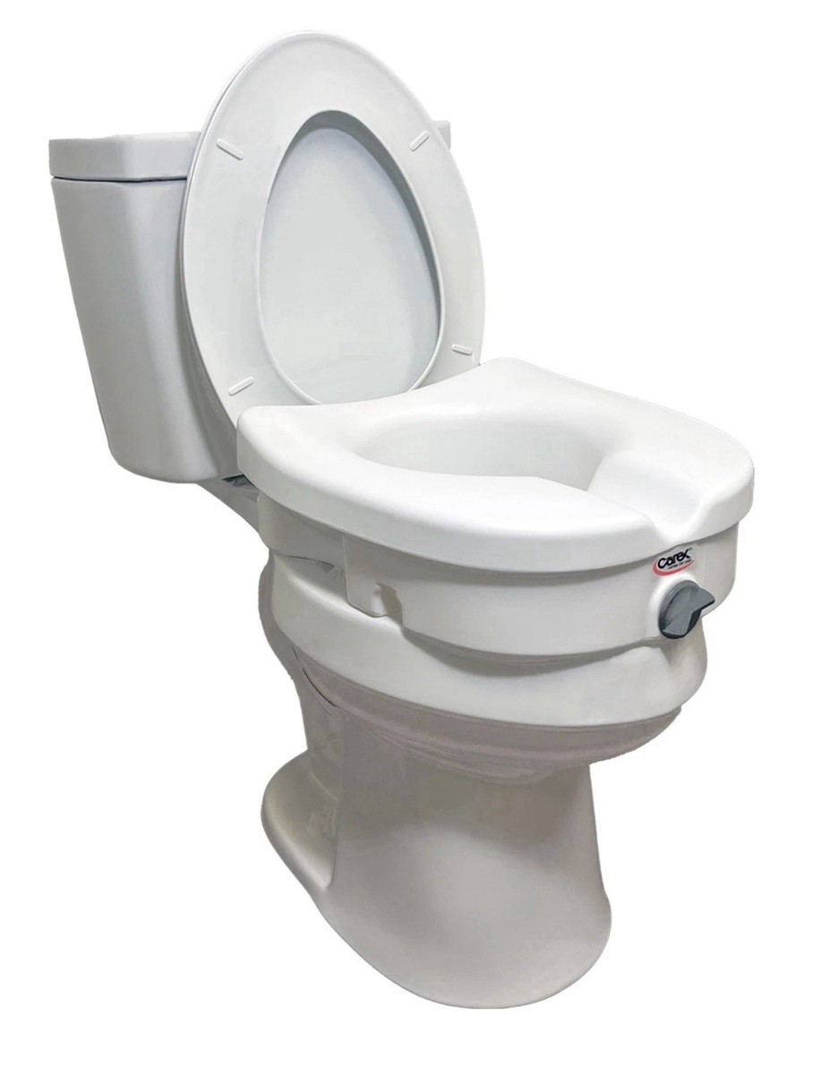 Carex E-Z Lock Raised Toilet Seat With Handles, 5