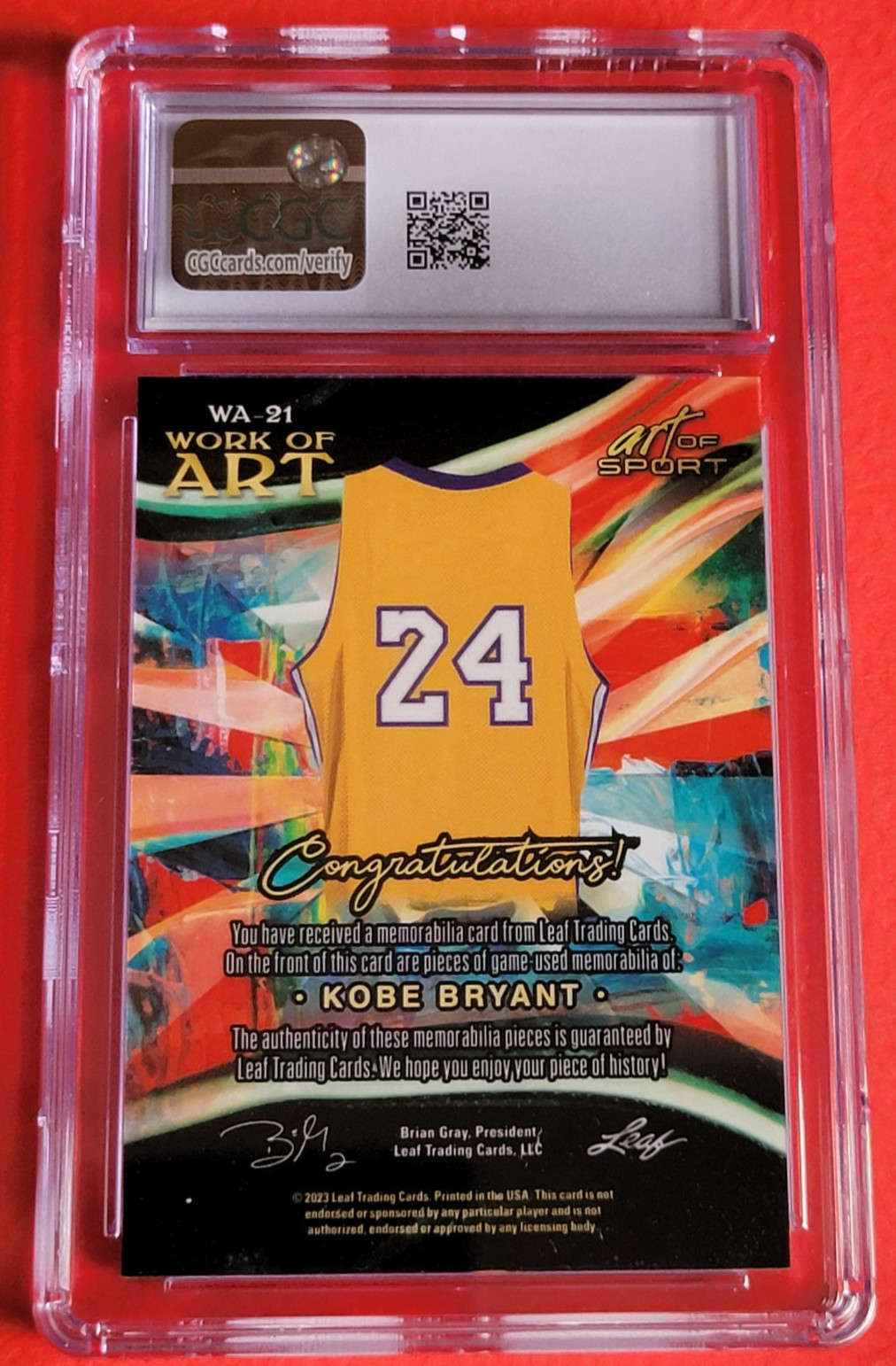 Kobe Bryant GAME USED JERSEY CARD #5/8 CGC 10 GEM MINT POP 1 LEAF ART OF SPORT view 3