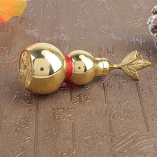 Traditional Chinese Feng Shui Brass Gourd with Leaf Smooth Surface Open Cover