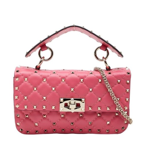 Valentino Garavani Rockstud Spike Shoulder Bag Handbag Candy Pink Leather