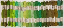 23 DMC Retors #4 Embroidery Floss Lot of 23 Different Colors GREENS