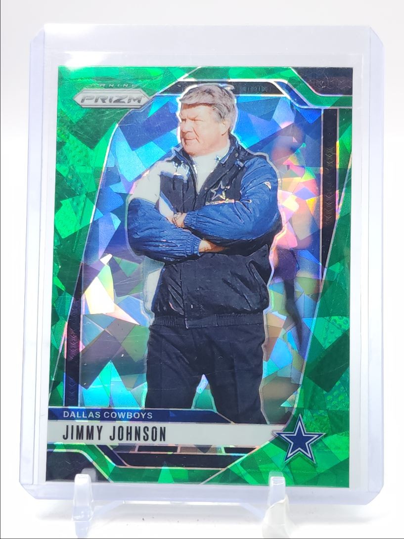 JIMMY JOHNSON 2024 PANINI PRIZM GREEN CRACKED ICE COWBOYS #82 Q5576