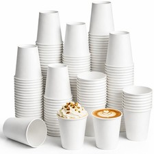 8 oz Paper Coffee Cups, 300 Pack Bulk White Disposable Paper Cups for Hot  C...