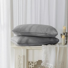 EVERLY 100 Linen Pillowcases Set of 2 20x26in French Natural Wash Flax Gray
