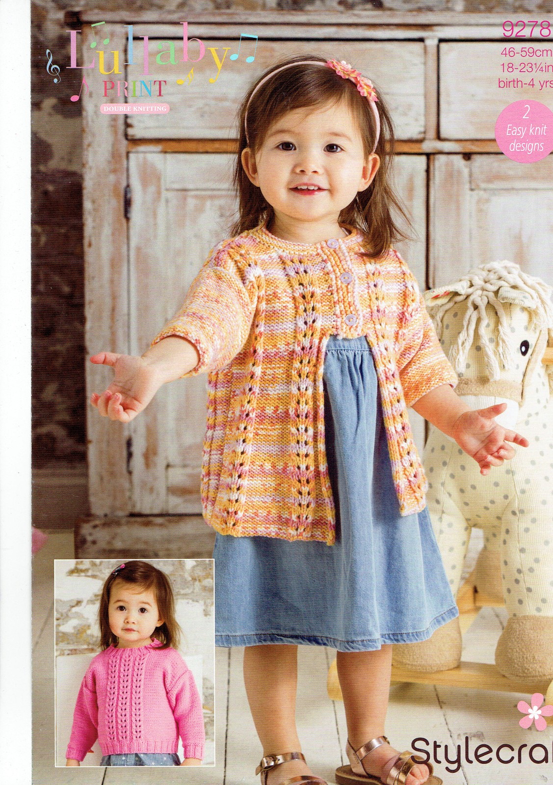 Stylecraft pattern 9278 for baby sweater & cardigan in DK  birth to 4 years