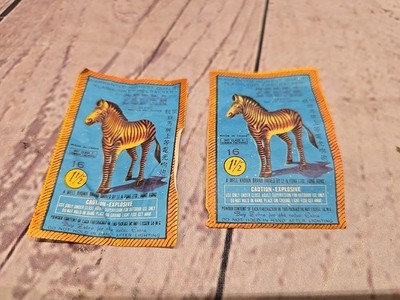 1970's Zebra CLASS V Firecracker Fireworks Label 2x3''