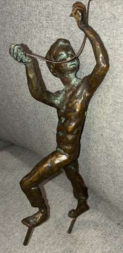 Vintage MCM 1968-69” CURTIS JERE 11” Bronce NIÑO CON GLOBOS - Ver Estado - Imagen 2 de 6