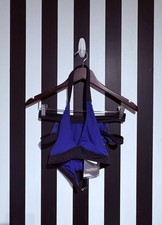 💙 Golddigga blue & black strap panel 2 piece bikini top bottoms set summer 14