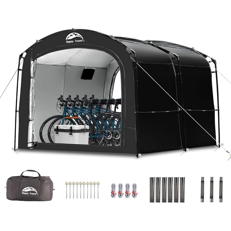 Waterproof Bike Storage Shed Outdoor Camping Tent Portable Garage Shelter 2-in-1 - Image 2 of 4