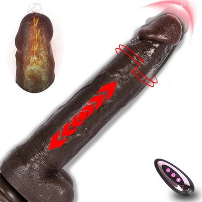 Big Black Thrusting Dildo Vibrator - Heated Huge Thick BBC Dildo with  Suction... | eBay