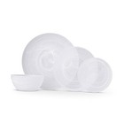  La Jolla Glass 16 Piece Dinnerware Set Service for 4 White