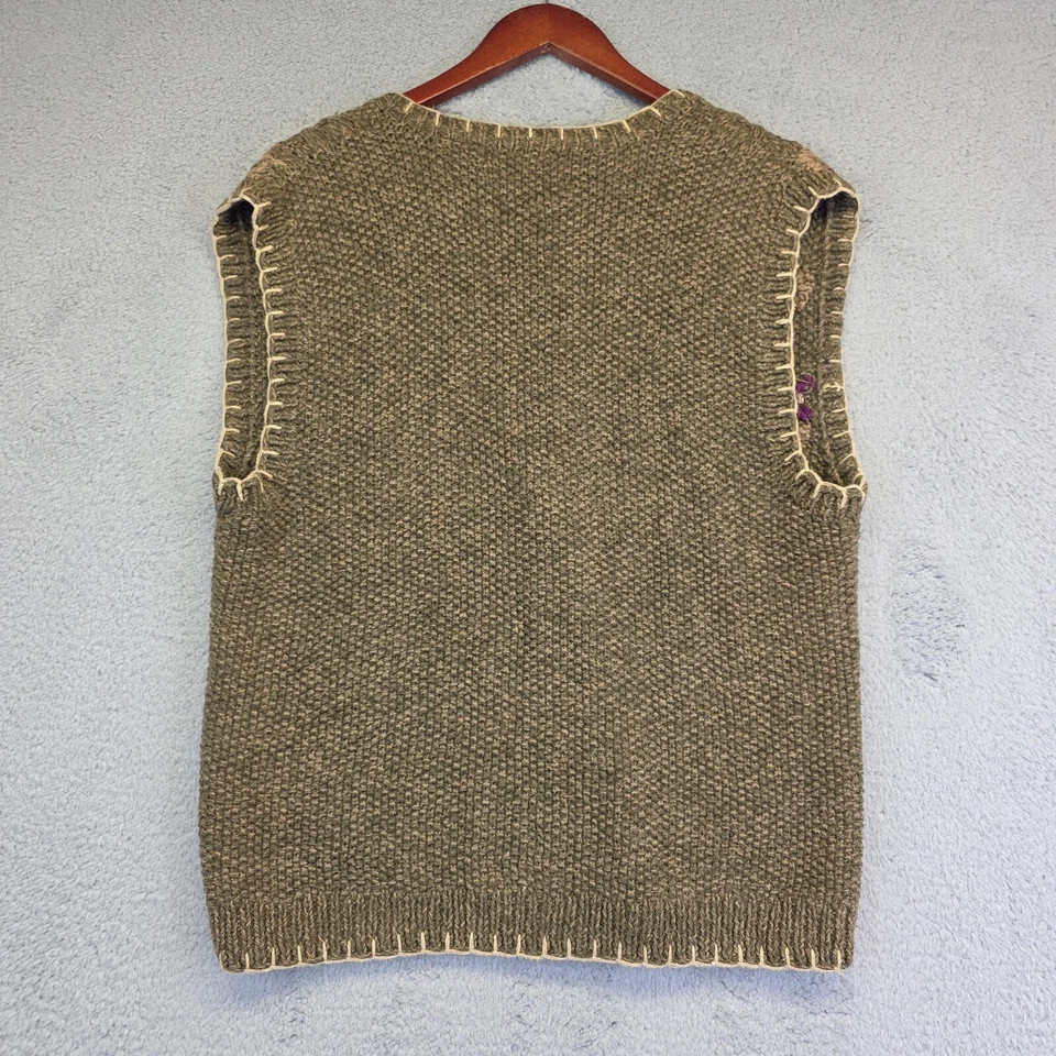 Suéter Vintage Isla Norte Mujer S Verde Tejido a Mano Étnico Cottagecore Chaleco Foto 3 de 4