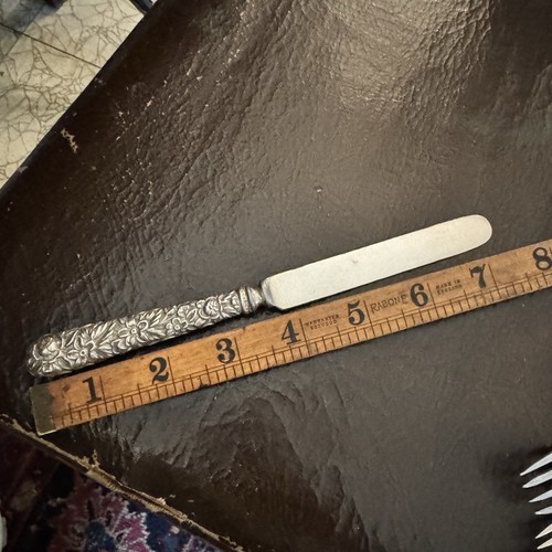4 S Kirk&Sons Sterling Repousse Pieces-7.5” Knife,6.5”Fork,4.25” Spoon,4.5” Fork - Picture 11 of 11