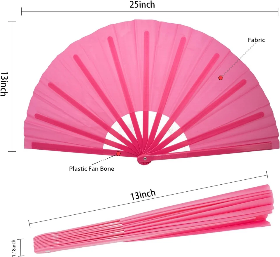 QIRMIZI 2 PIEZAS Grandes Ventiladores Rave Clack Popping Line Rosa Profundo, Azul Real Foto 2 de 4