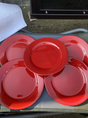 Set of 5 Waechtersbach Germany Fun Factory Cherry Red Salad Plates 8 1/4"