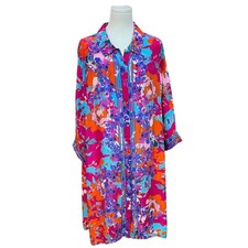 Soft Surroundings Cupro Garden Path Shirt Dress Tunic Art To Wear Boho 1Xd