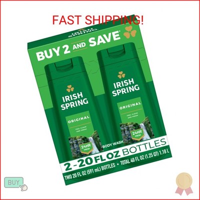 Irish Spring Original Moisturizing Body Wash for Men, 24-Hour Fresh, Face and Bo